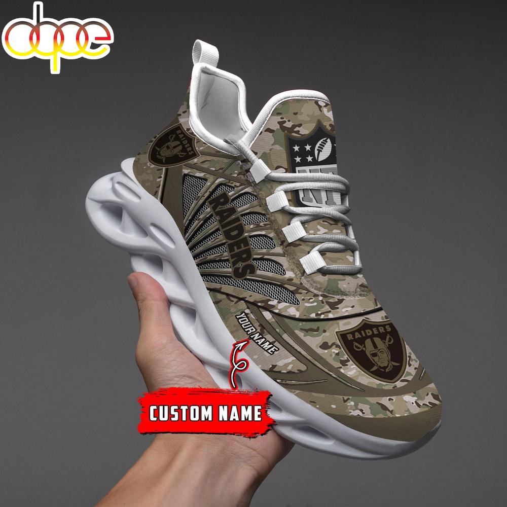 Sportswearmerch Las Vegas Raiders NFL Camo Veteran Day Max Soul Shoes Sneakers For Men And Women