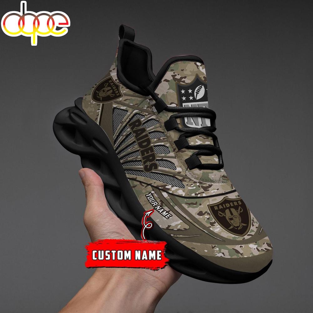 Sportswearmerch Las Vegas Raiders NFL Camo Veteran Day Max Soul Shoes Sneakers For Men And Women