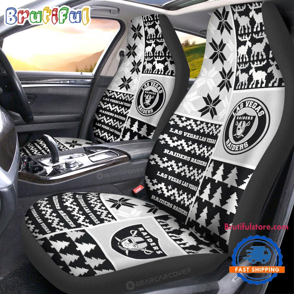 Sportswearmerch Las Vegas Raiders NFL Design Christmas Car Seat Covers For Fan