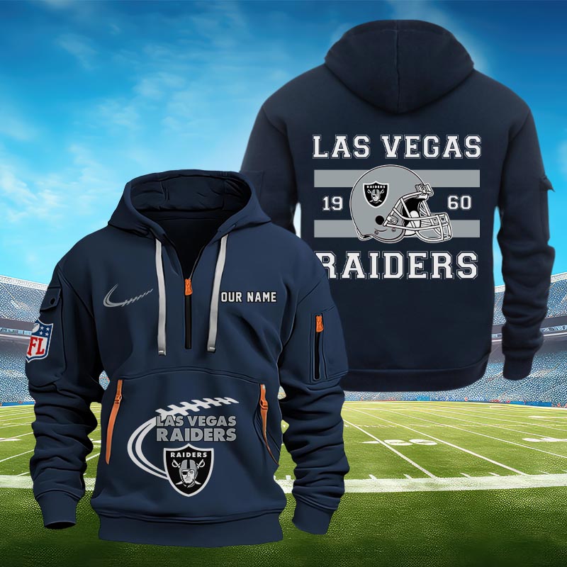 Sportswearmerch Las Vegas Raiders NFL Half Zip Hoodie Personalized For Fan