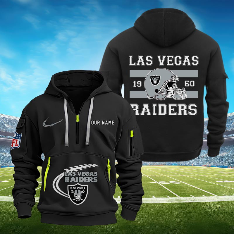 Sportswearmerch Las Vegas Raiders NFL Half Zip Hoodie Personalized For Fan