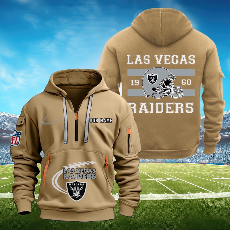 Sportswearmerch Las Vegas Raiders NFL Half Zip Hoodie Personalized For Fan