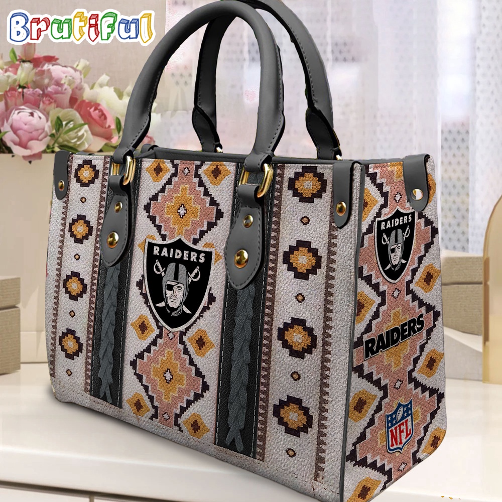 Sportswearmerch Las Vegas Raiders NFL Native American Pattern Leather Bag For Fan