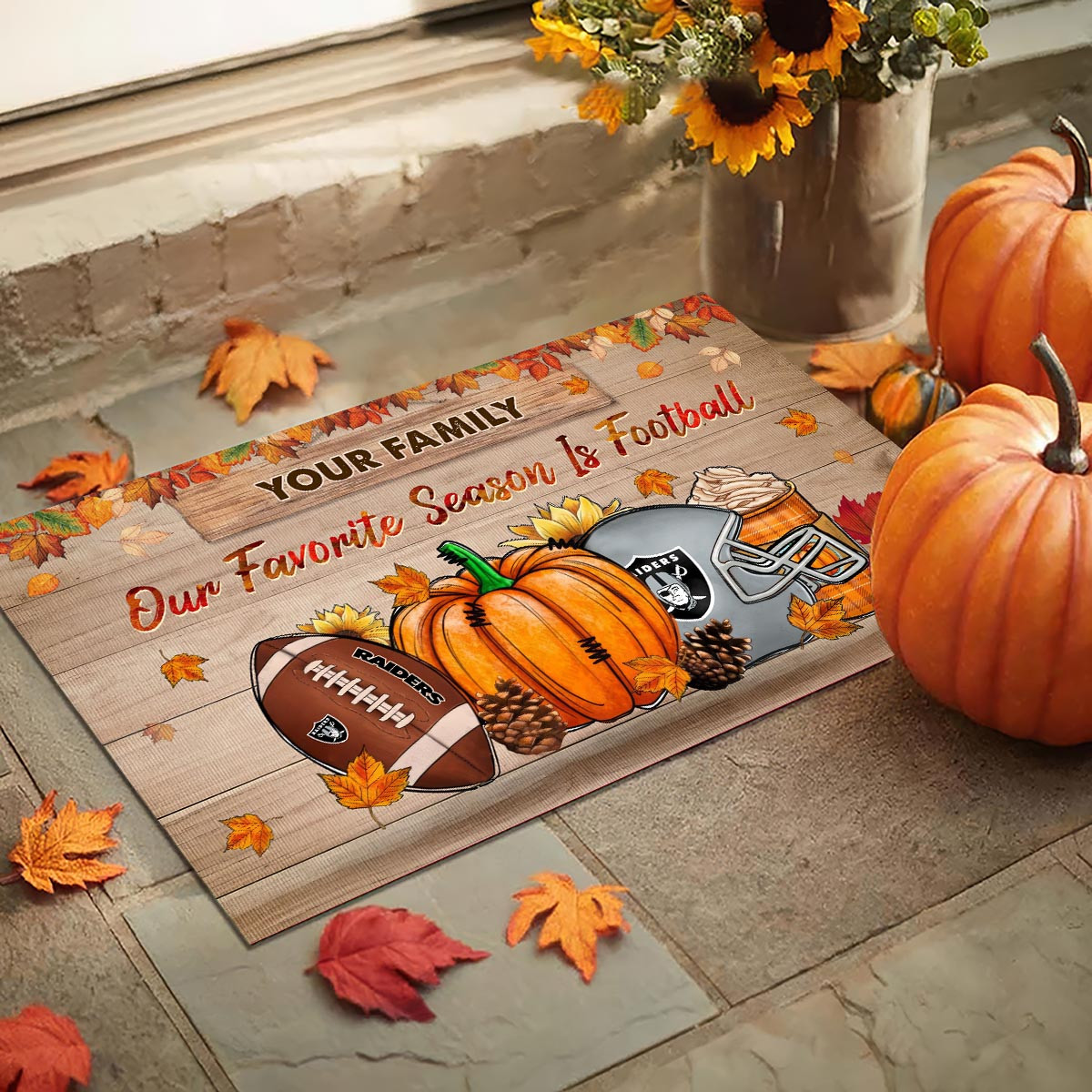 Sportswearmerch Las Vegas Raiders NFL Our Favorite Season is Football Doormat For Fan