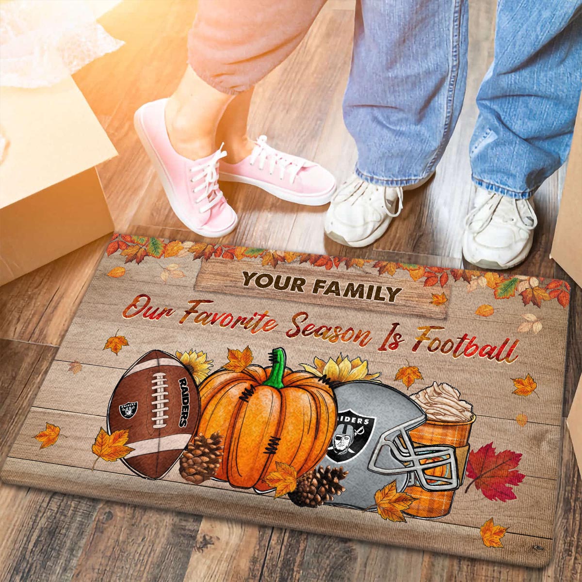 Sportswearmerch Las Vegas Raiders NFL Our Favorite Season is Football Doormat For Fan