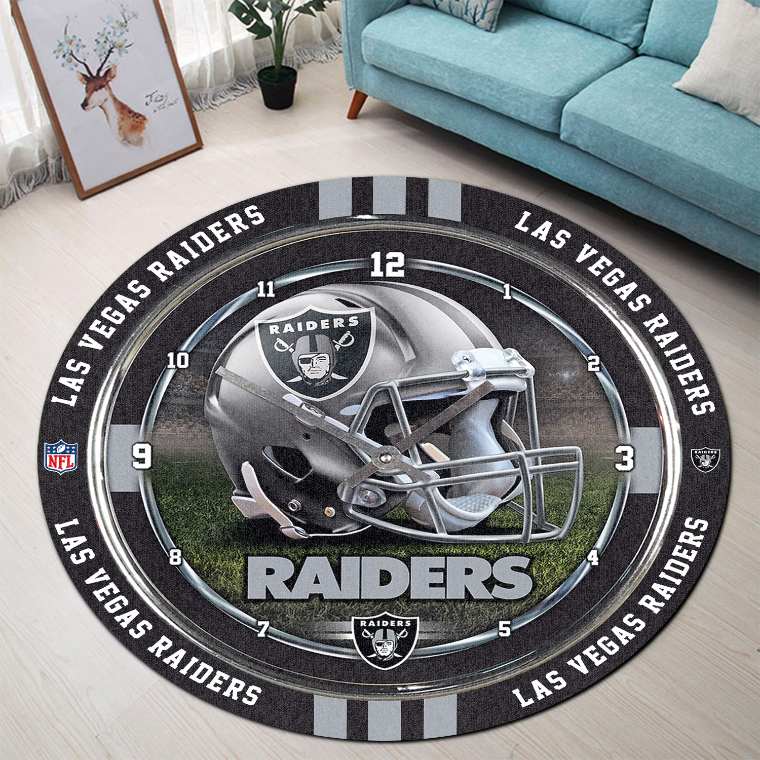 Sportswearmerch Las Vegas Raiders NFL Personalized Round Rug For Fan