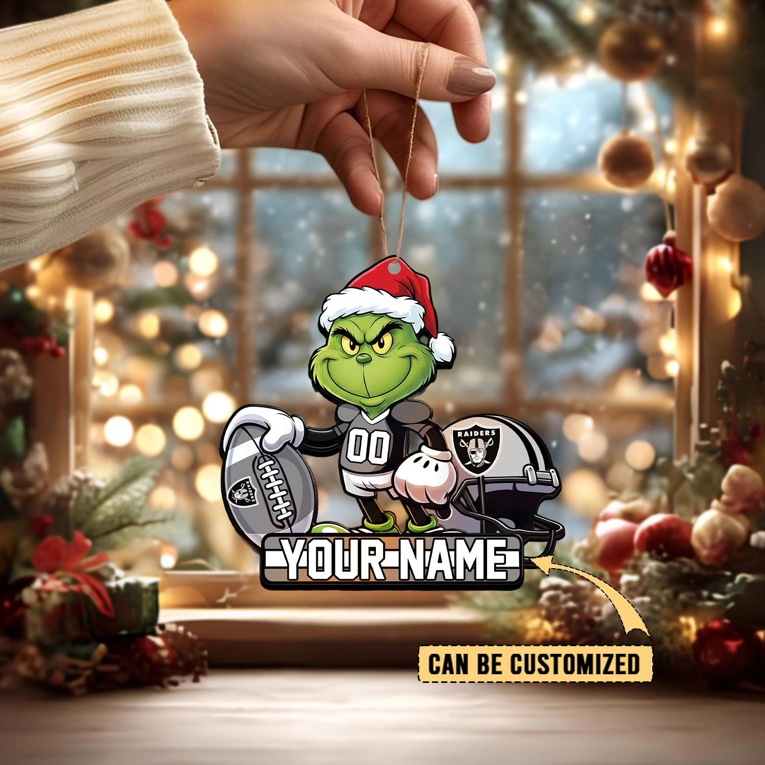 Sportswearmerch Las Vegas Raiders NFL The Grinch x Christmas Acrylic Ornament Gift For Fan