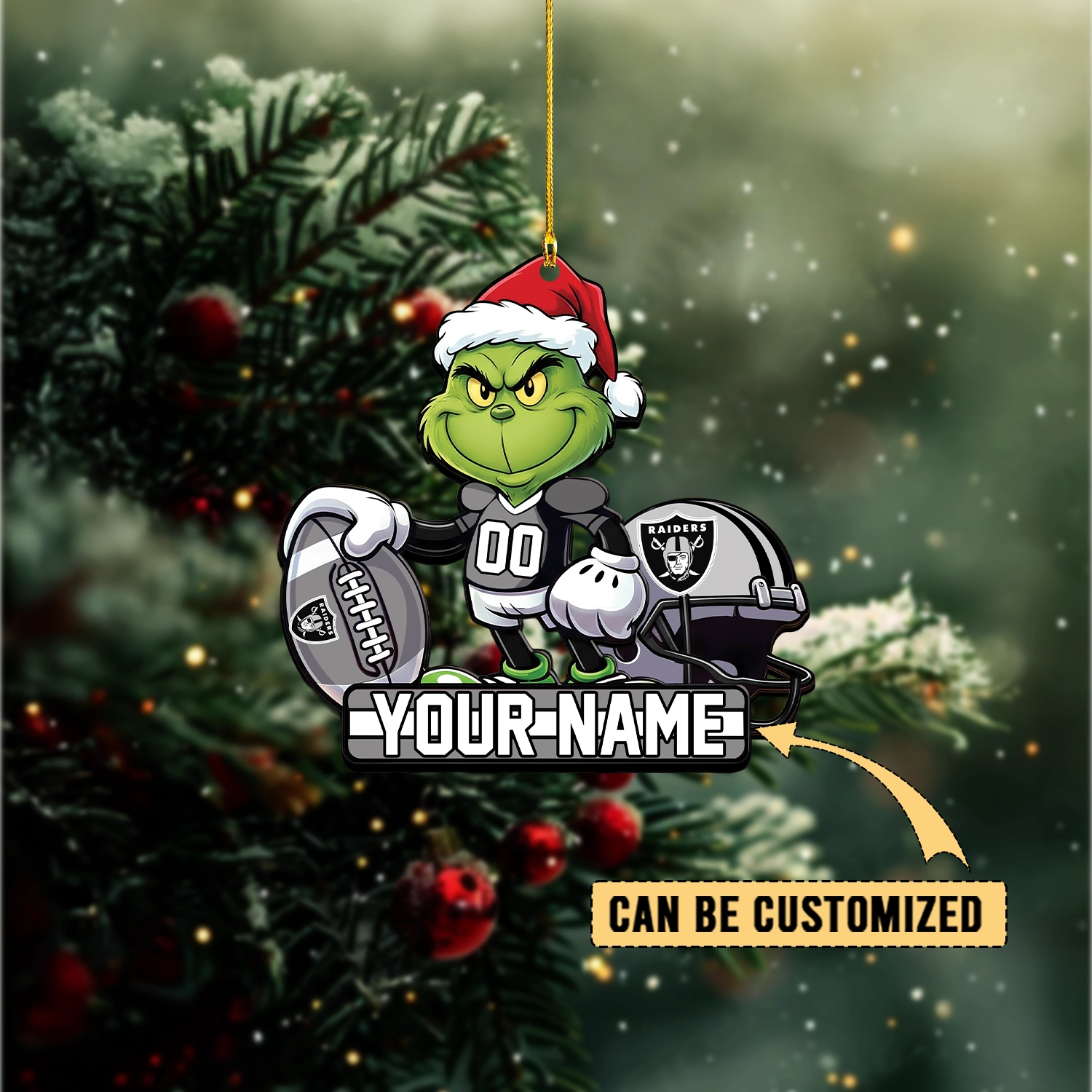 Sportswearmerch Las Vegas Raiders NFL The Grinch x Christmas Acrylic Ornament Gift For Fan