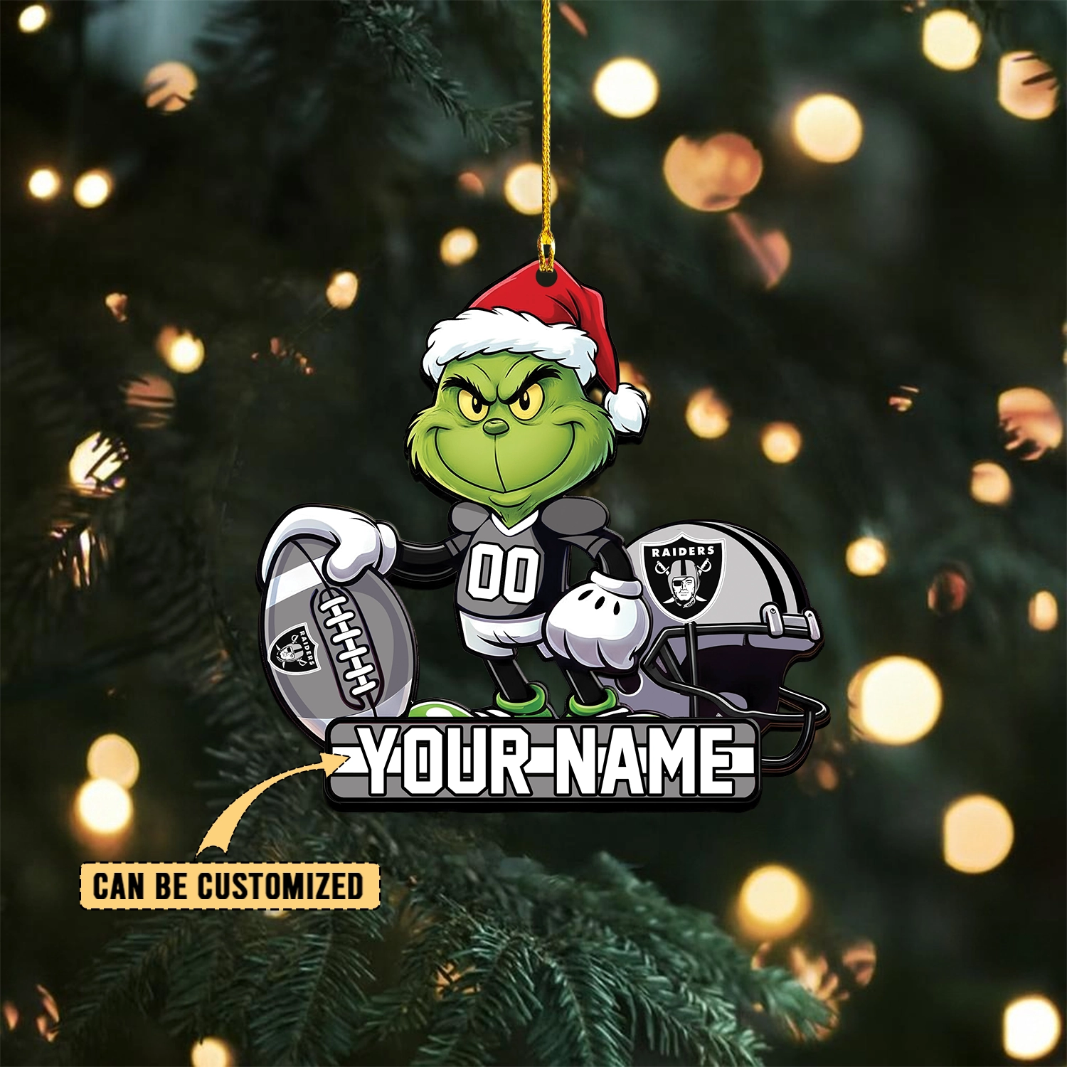 Sportswearmerch Las Vegas Raiders NFL The Grinch x Christmas Acrylic Ornament Gift For Fan
