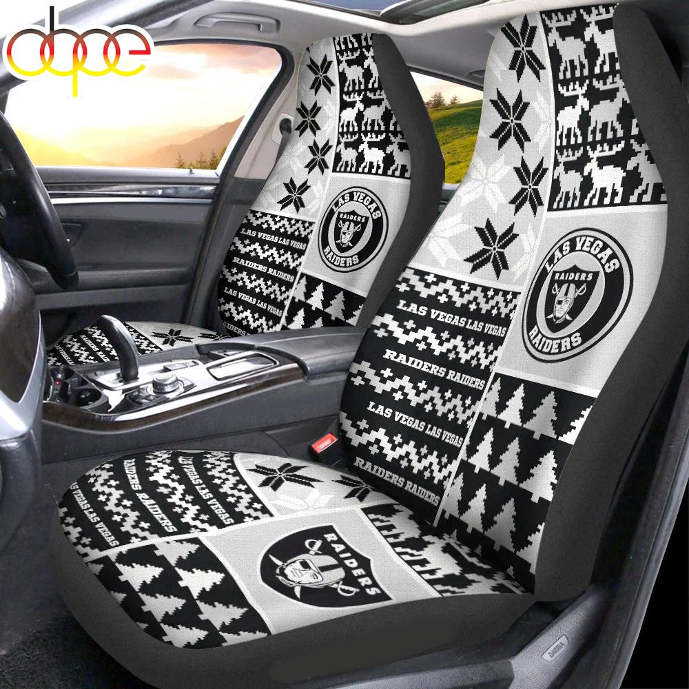 Sportswearmerch Las Vegas Raiders NFL Ugly Christmas Car Seat Covers For Fan