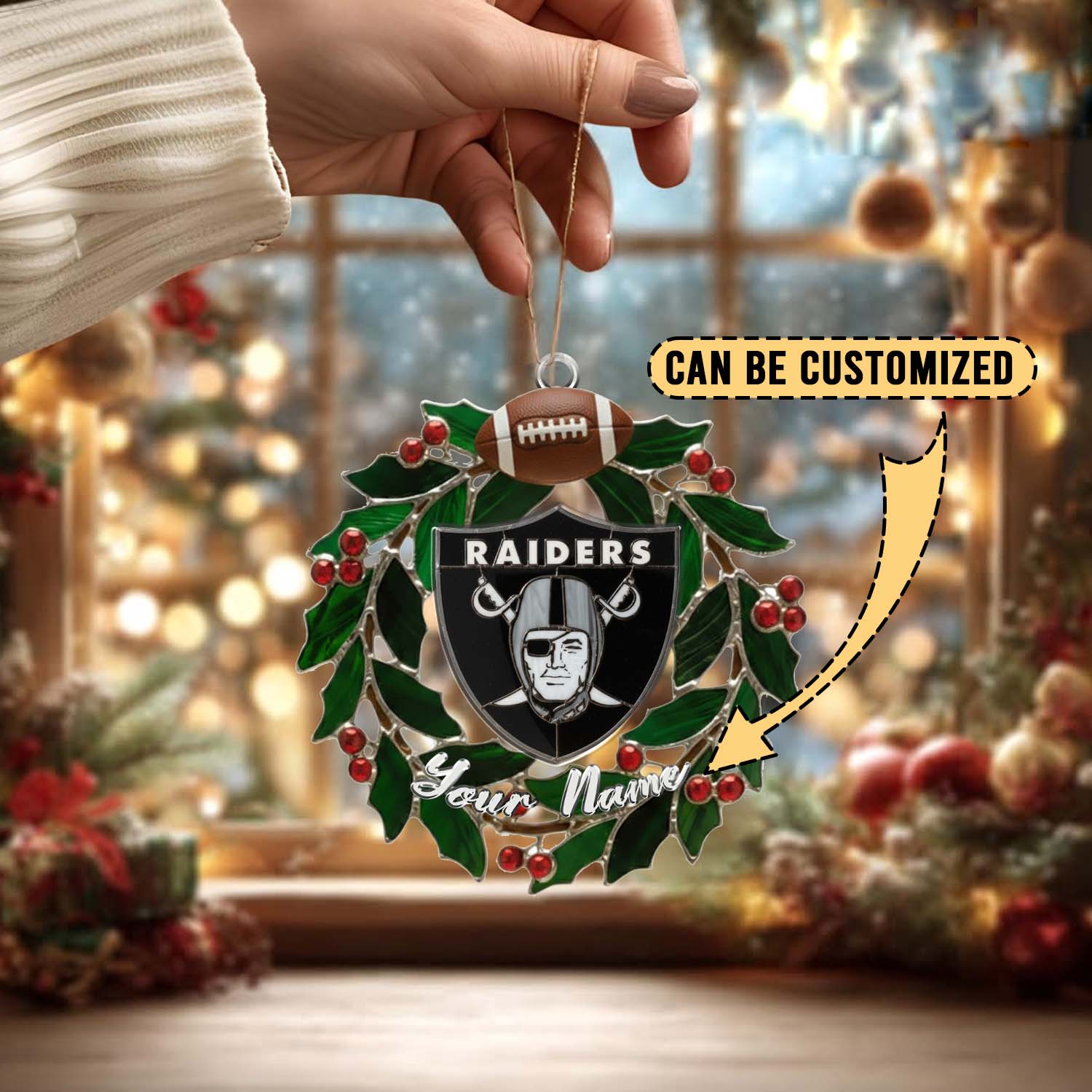 Sportswearmerch Las Vegas Raiders NFL x Christmas Acrylic Ornament Gift For Fans
