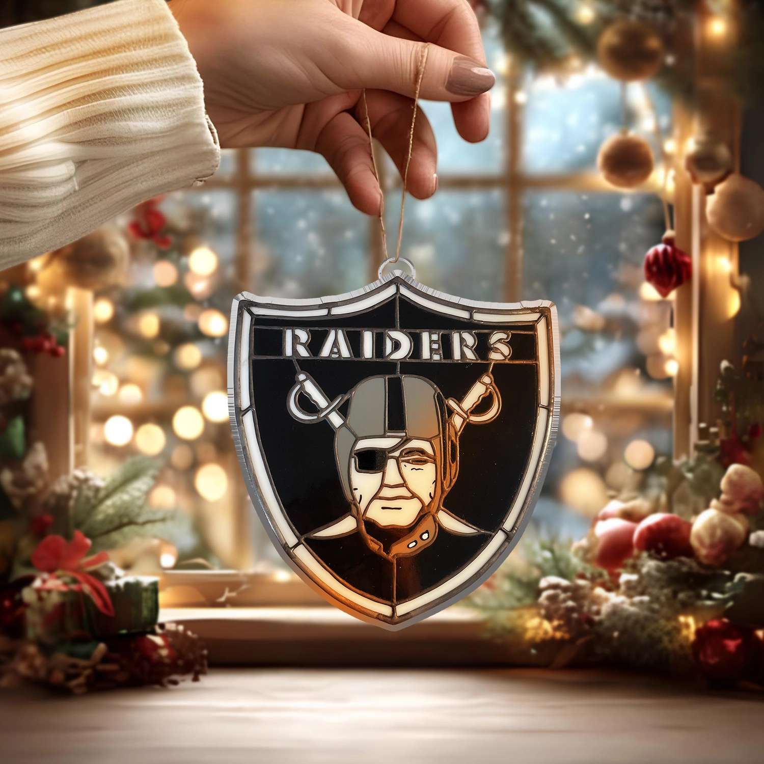 Sportswearmerch Las Vegas Raiders NFL x Christmas Acrylic Ornament Gift For Fans