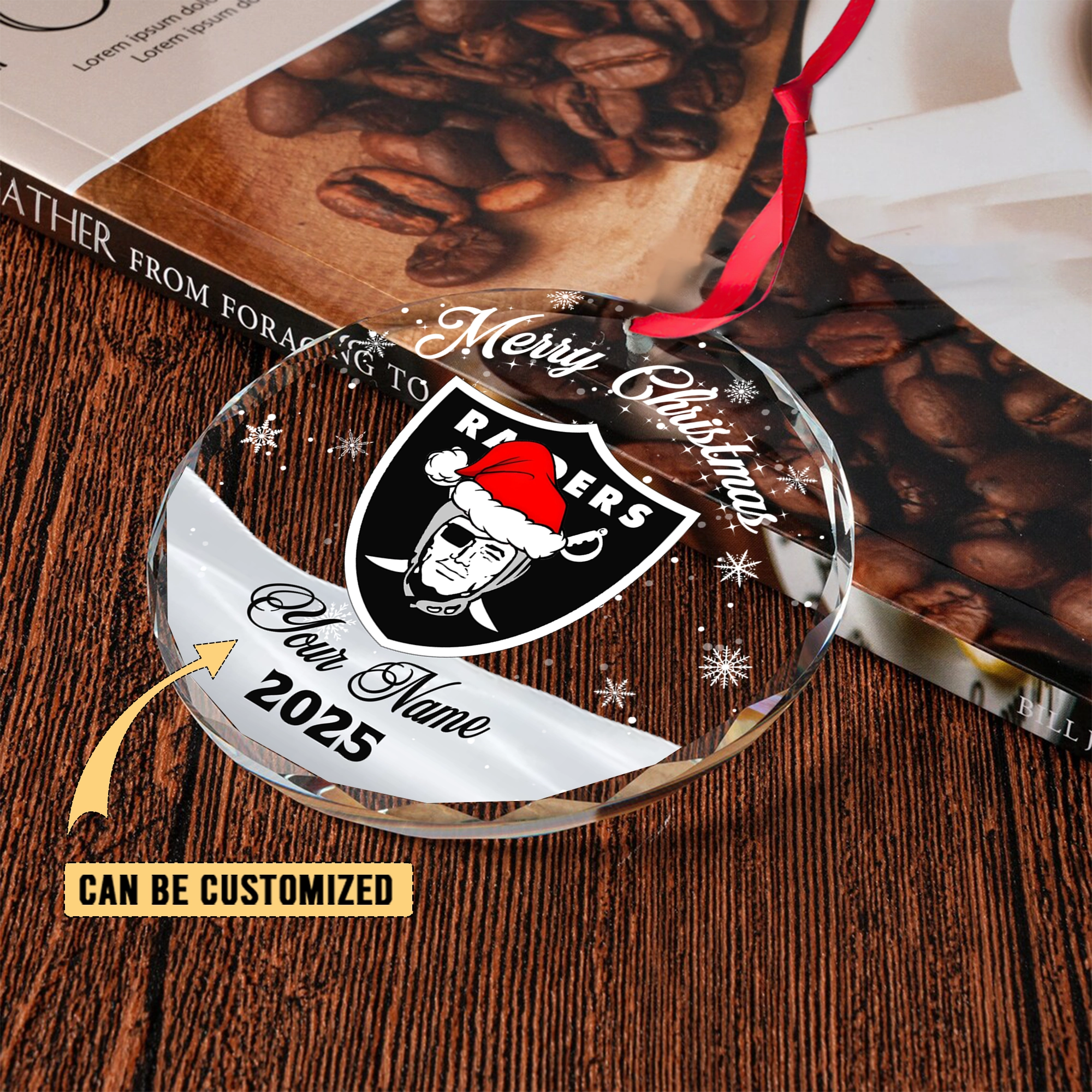 Sportswearmerch Las Vegas Raiders NFL x Christmas Glass Ornament Gift For Fan