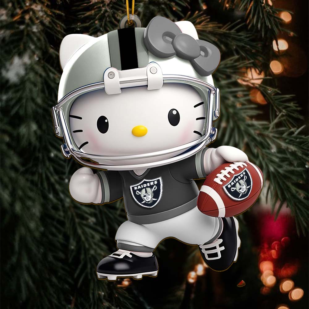 Sportswearmerch Las Vegas Raiders NFL x Hello Kitty Personalized Acrylic Ornament Gift For Fans