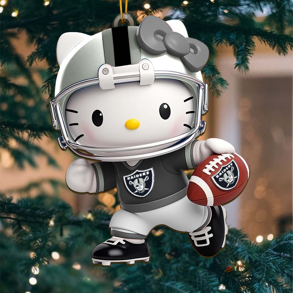 Sportswearmerch Las Vegas Raiders NFL x Hello Kitty Personalized Acrylic Ornament Gift For Fans