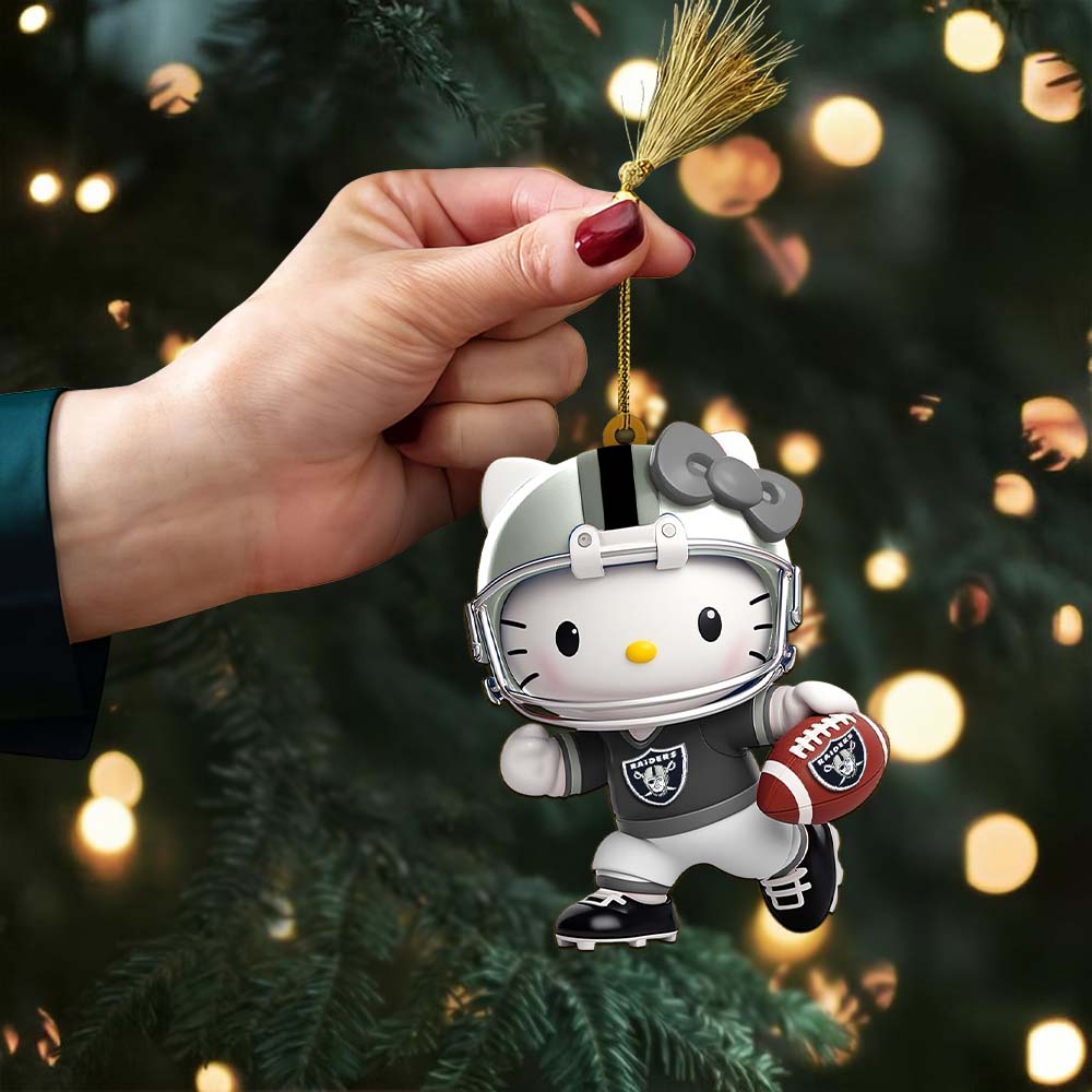 Sportswearmerch Las Vegas Raiders NFL x Hello Kitty Personalized Acrylic Ornament Gift For Fans
