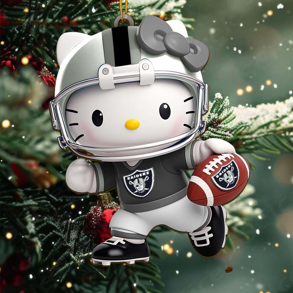 Sportswearmerch Las Vegas Raiders NFL x Hello Kitty Personalized Acrylic Ornament Gift For Fans