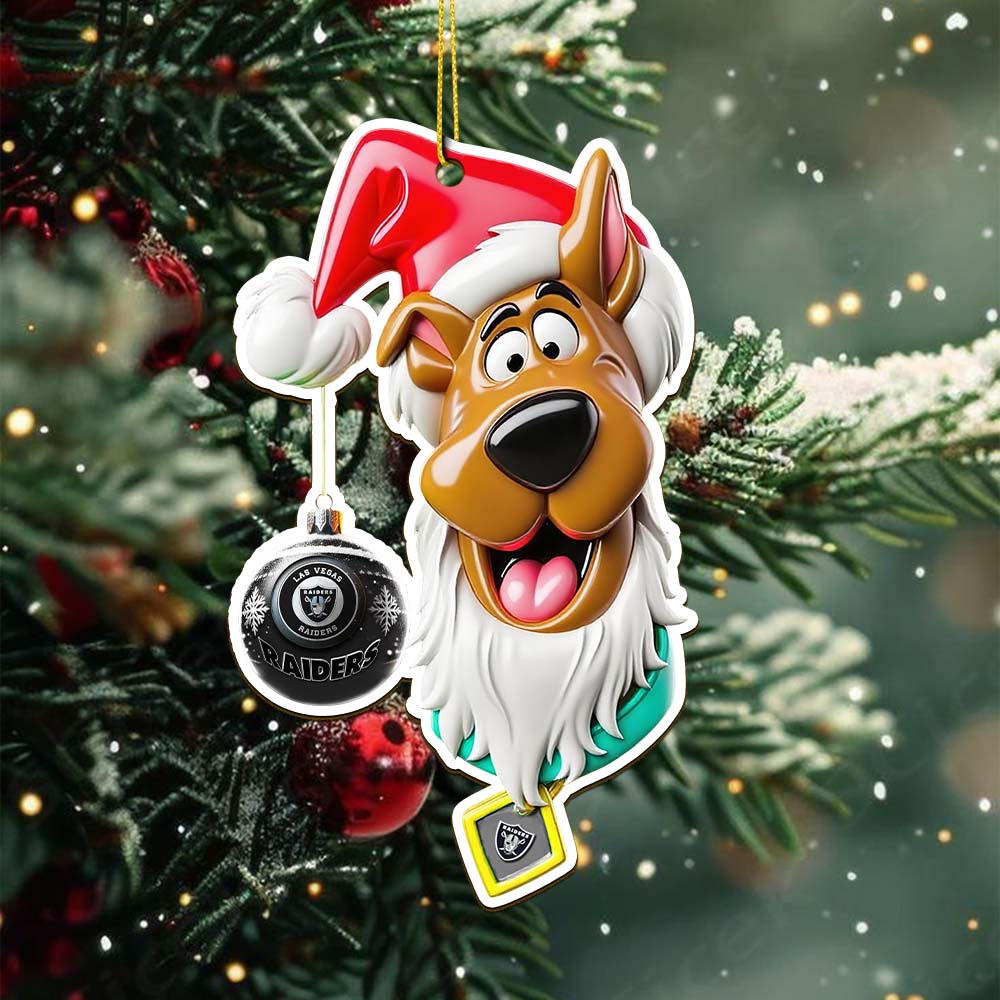 Sportswearmerch Las Vegas Raiders NFL x Scooby doo x Christmas Acrylic Ornament Gift For Fan