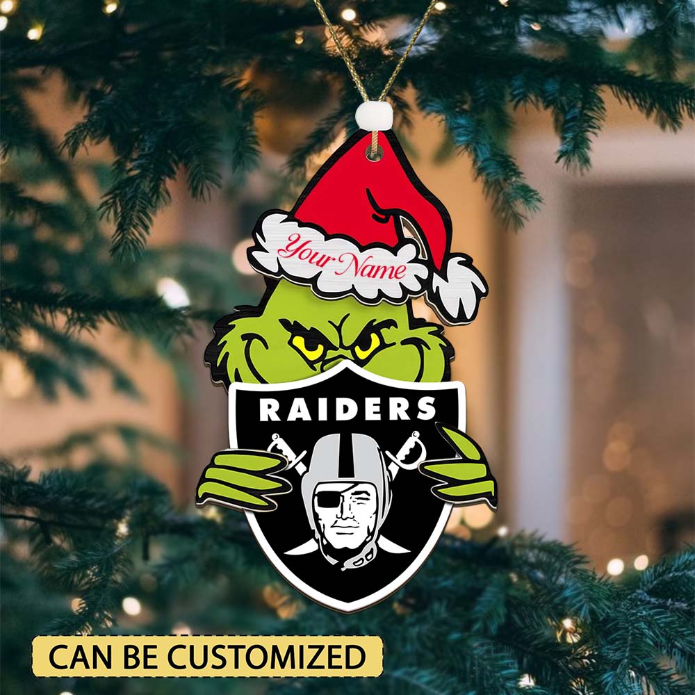 Sportswearmerch Las Vegas Raiders NFL x The Grinch Christmas Acrylic Ornament Gift For Fans