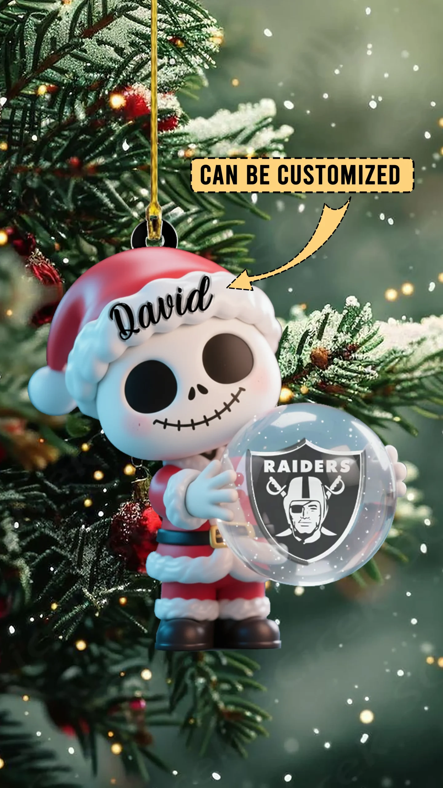 Sportswearmerch Las Vegas Raiders NFL x The Nightmare Before Christmas Acrylic Ornament Gift For Fans