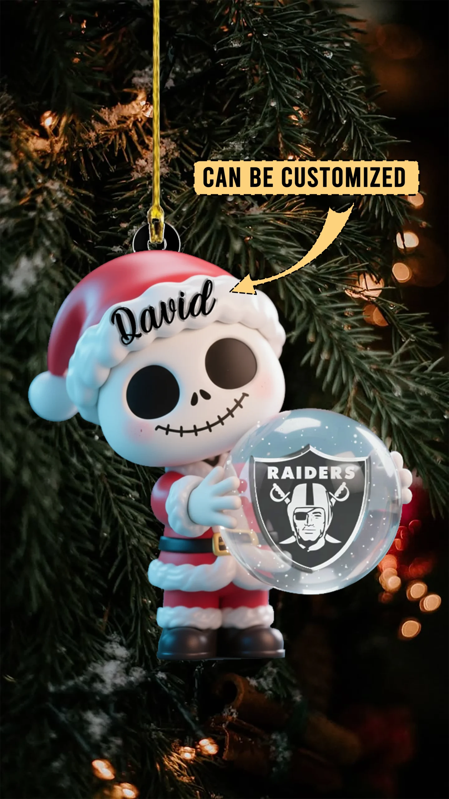 Sportswearmerch Las Vegas Raiders NFL x The Nightmare Before Christmas Acrylic Ornament Gift For Fans