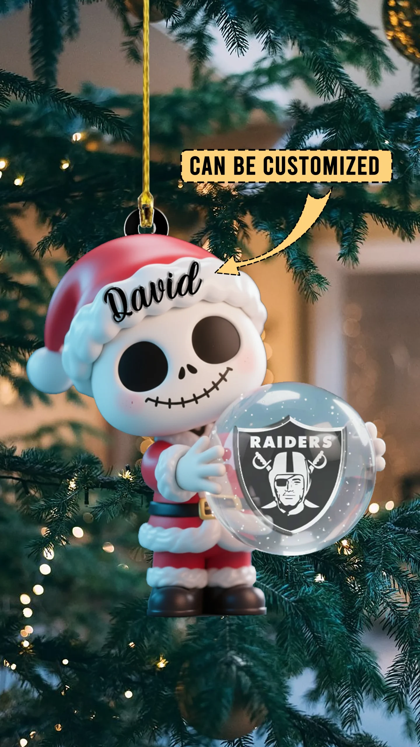 Sportswearmerch Las Vegas Raiders NFL x The Nightmare Before Christmas Acrylic Ornament Gift For Fans