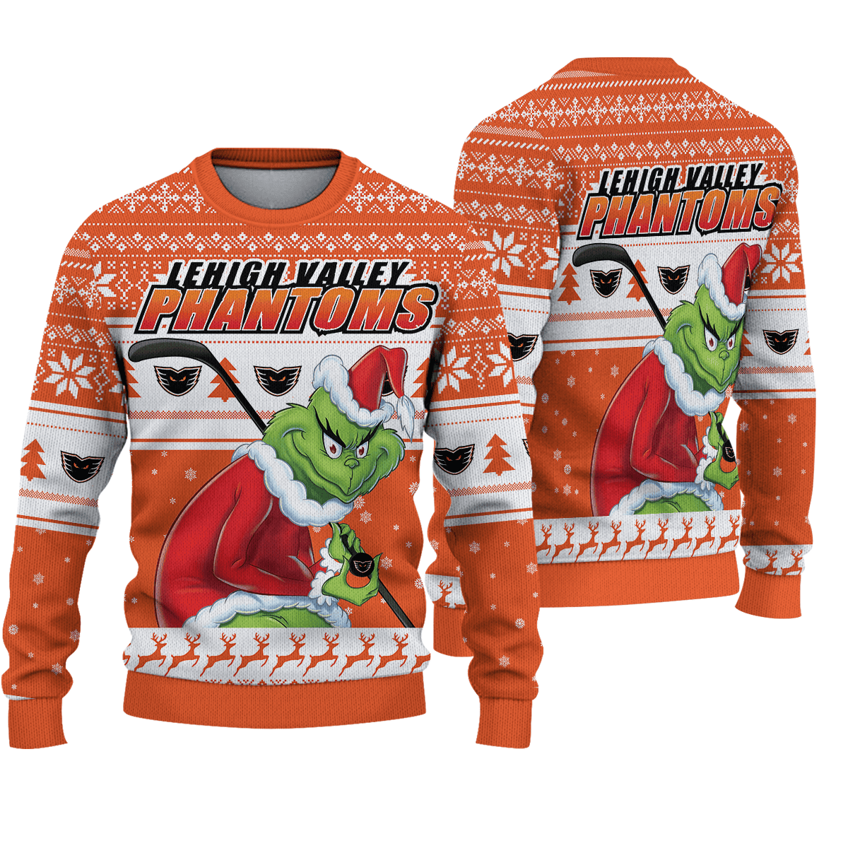 Sportswearmerch Lehigh Valley Phantoms AHL x Grinch Christmas Ugly Sweater For Fans