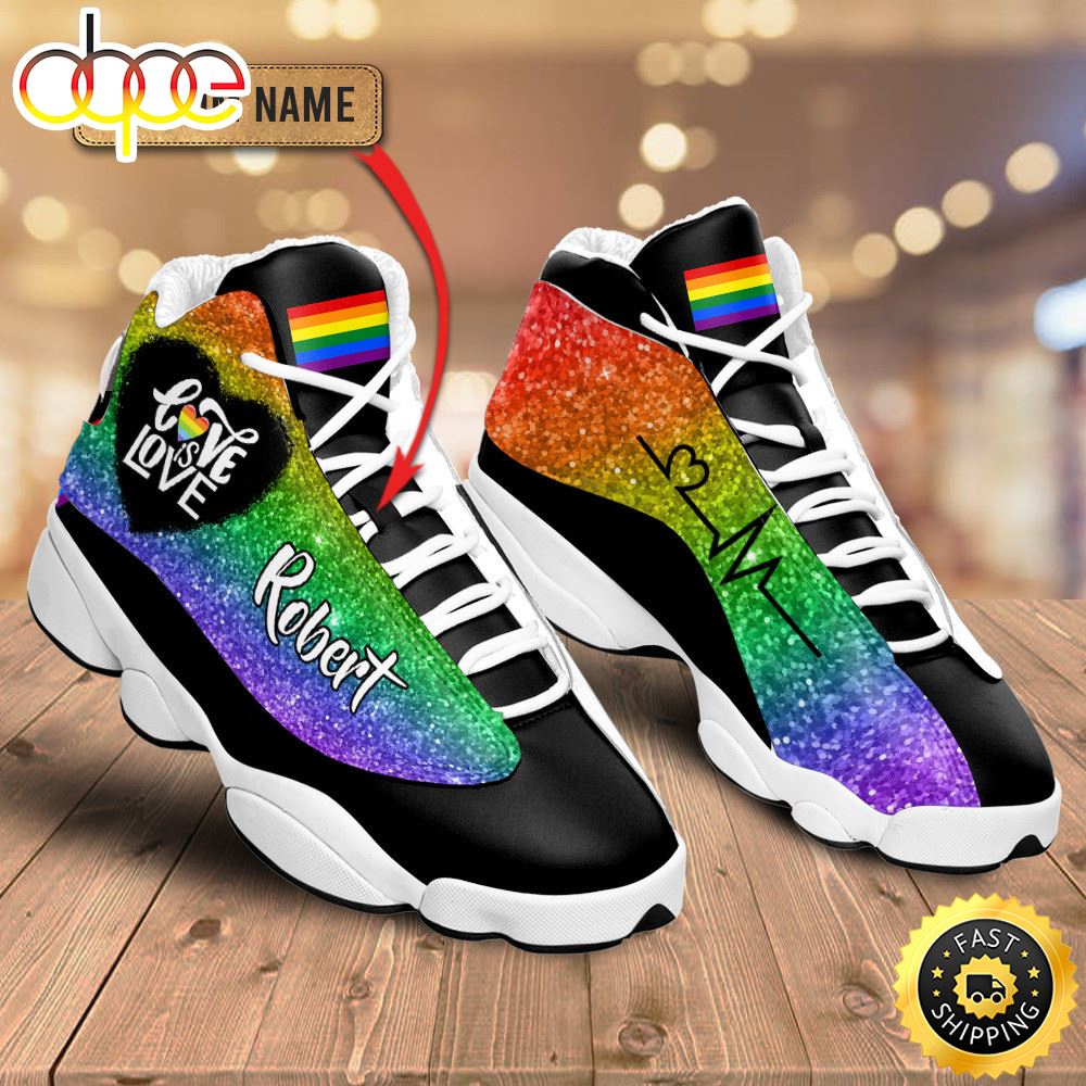 Sportswearmerch LGBT Heart Beat Love Is Love AJ13 Sneakers Shoes For Men And Women