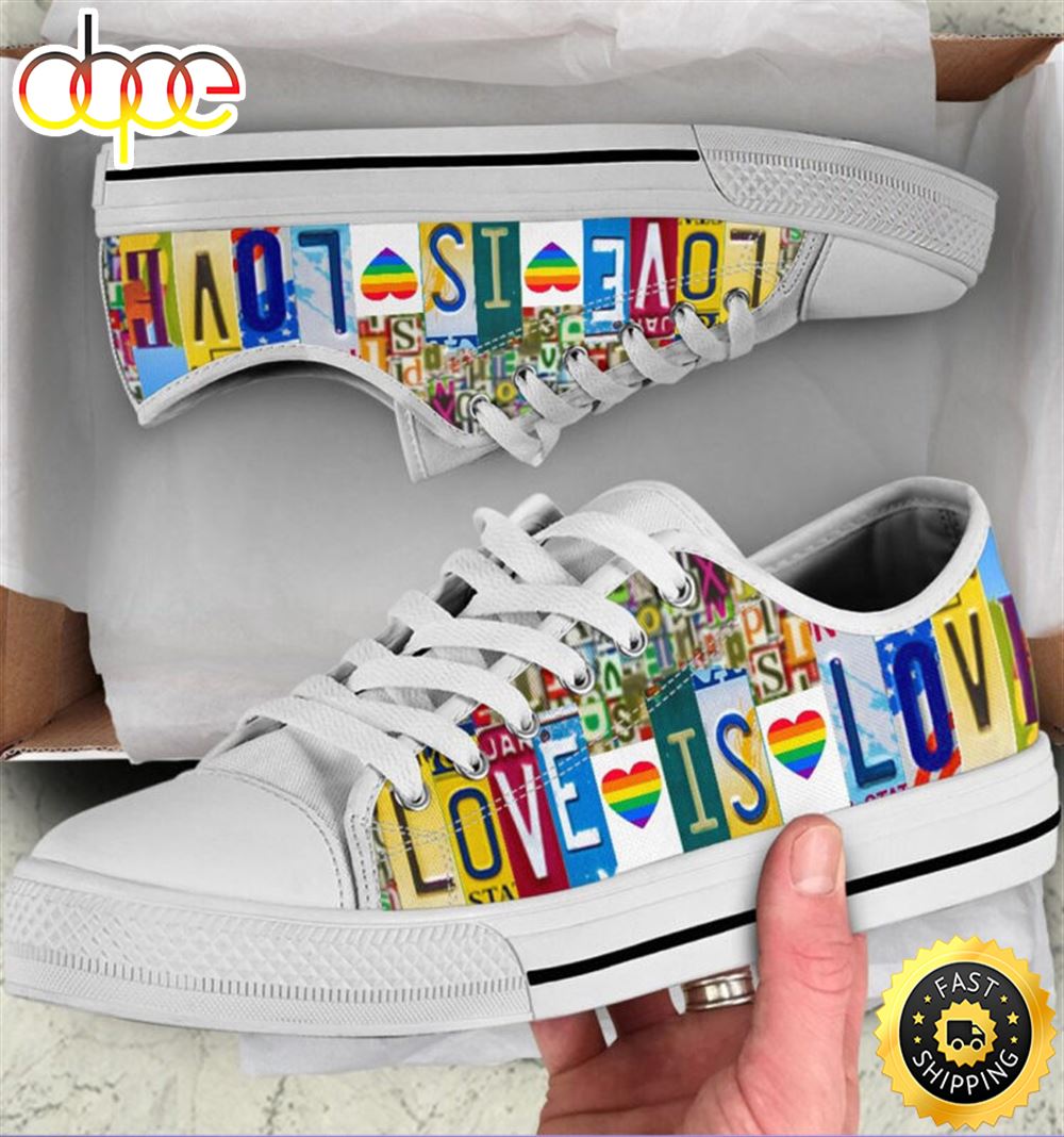 Sportswearmerch LGBT Love Is Love Low Top Canvas Sneakers Shoes For Men And Women