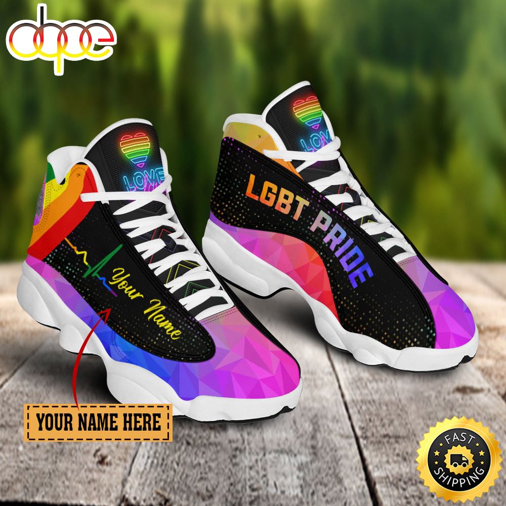 Sportswearmerch LGBT Pride Heart Beat AJ13 Sneakers Shoes For Men And Women