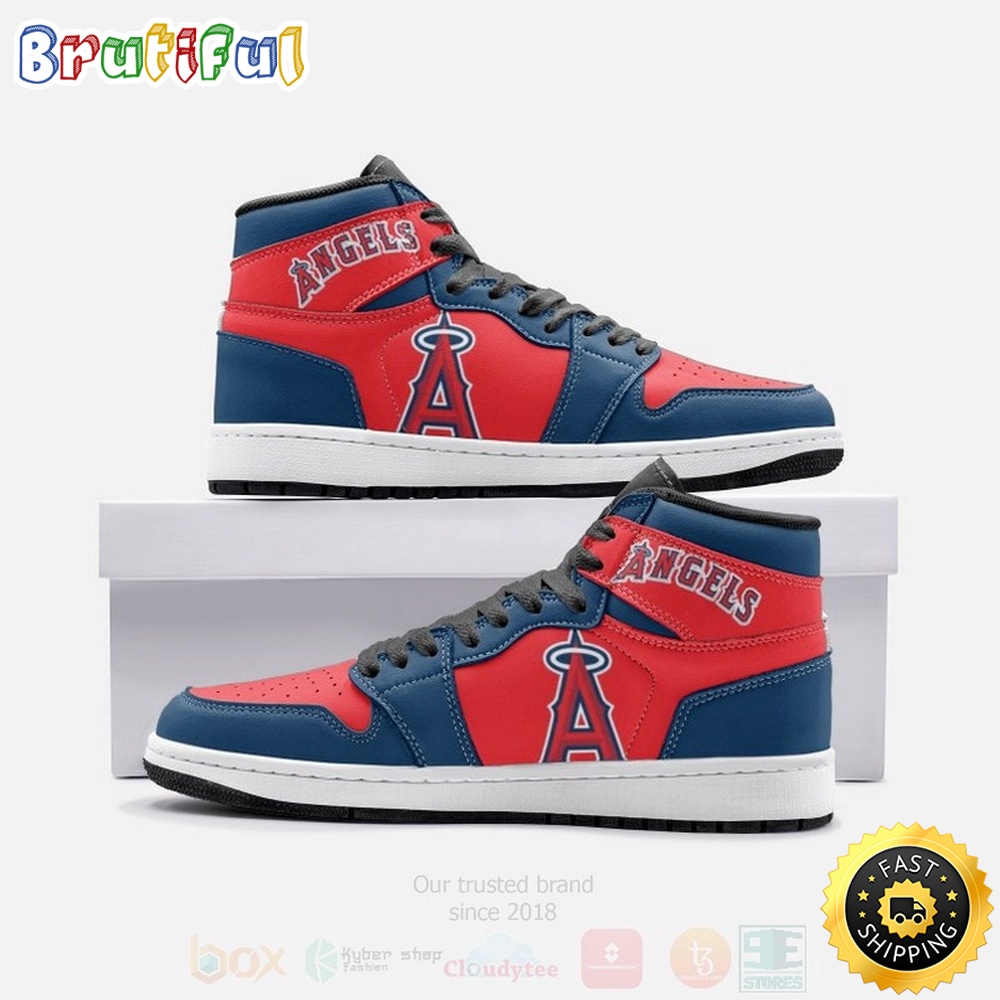 Sportswearmerch Los Angeles Angels MLB AJ1 High Sneakers Shoes For Men And Women