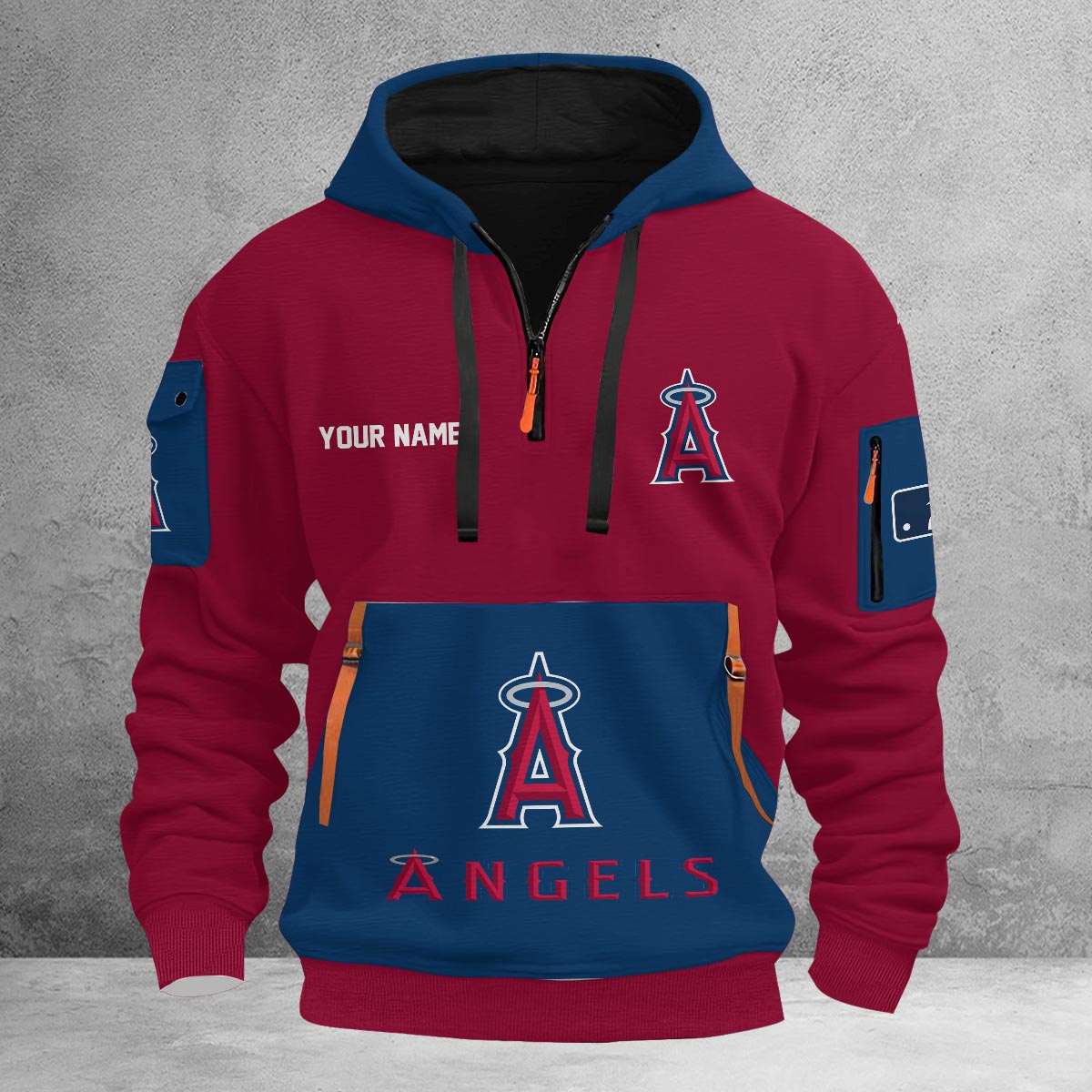 Sportswearmerch Los Angeles Angels MLB Half Zip Hoodie Personalized For Fan