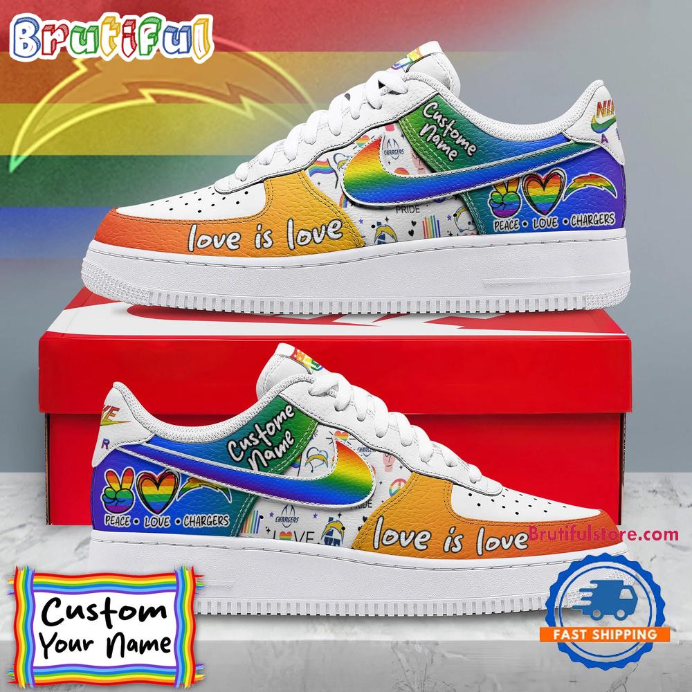 Sportswearmerch Los Angeles Charger NFLs Pride Peace Love Chargers Custom Air Low-Top Shoes For Men And Women