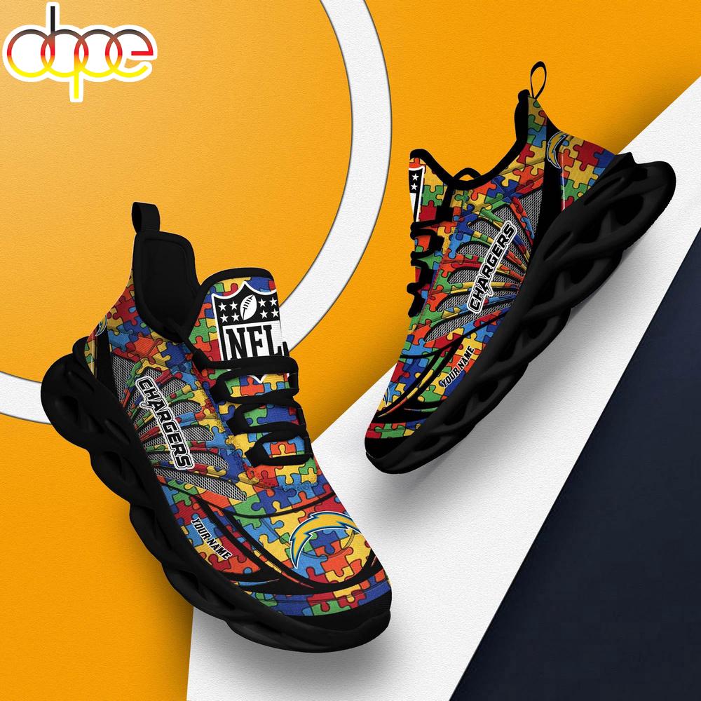 Sportswearmerch Los Angeles Chargers NFL Autism Clunky Max Soul Shoes Sneakers For Men And Women