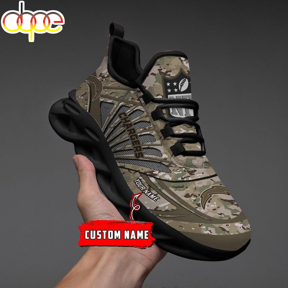 Sportswearmerch Los Angeles Chargers NFL Camo Veteran Day Max Soul Shoes Sneakers For Men And Women