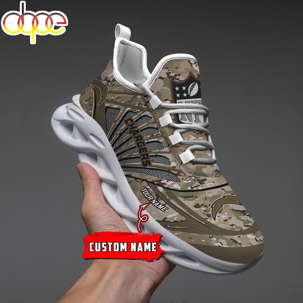 Sportswearmerch Los Angeles Chargers NFL Camo Veteran Day Max Soul Shoes Sneakers For Men And Women