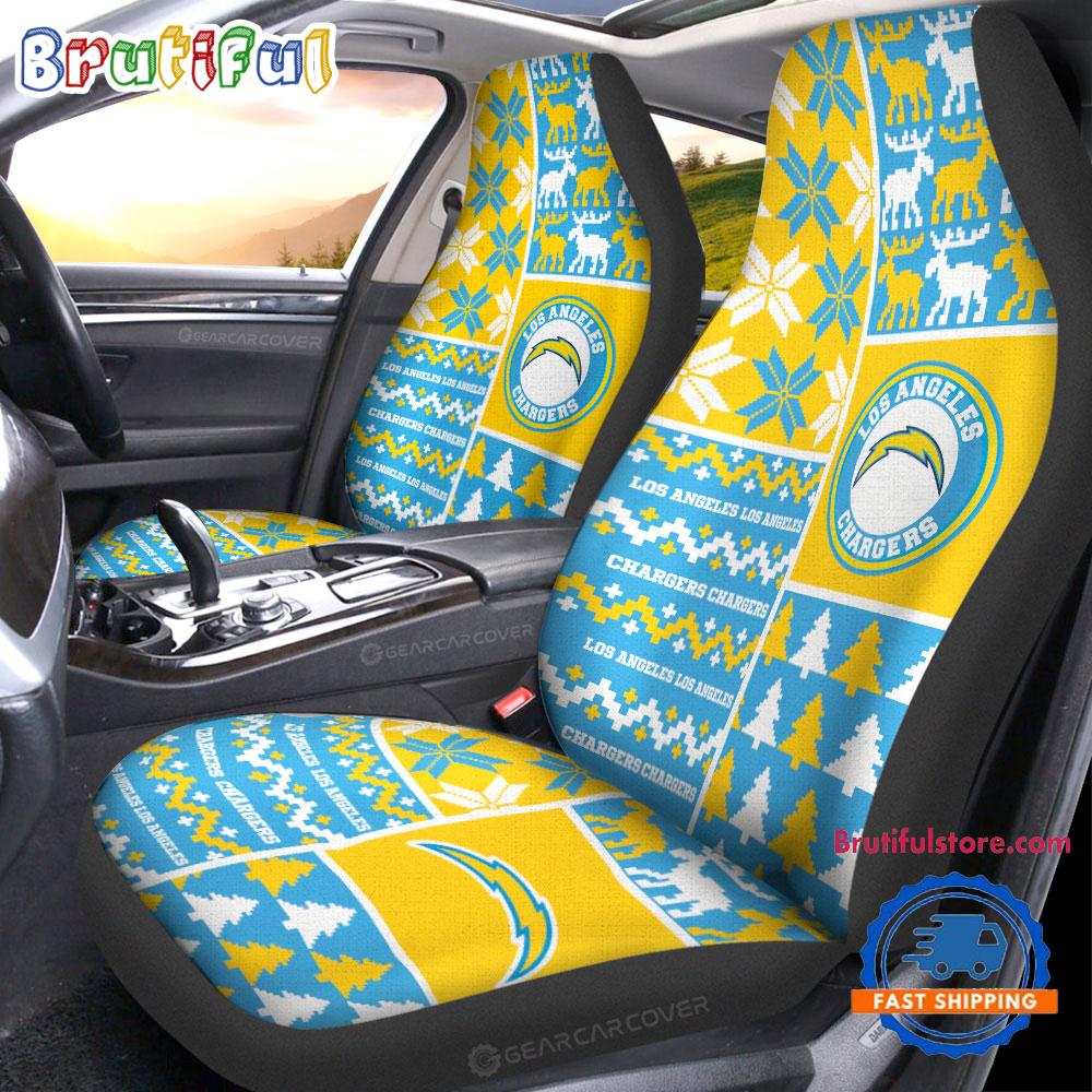 Sportswearmerch Los Angeles Chargers NFL Design Christmas Car Seat Covers For Fan