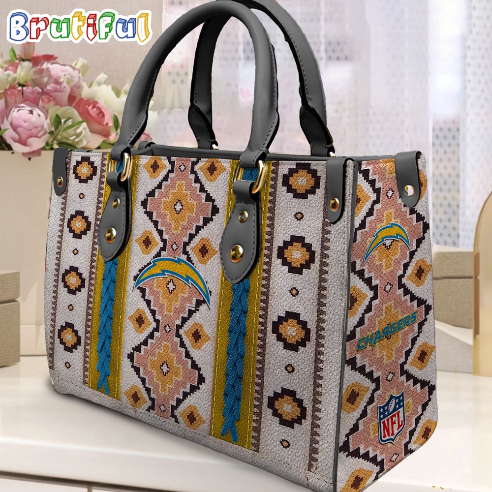Sportswearmerch Los Angeles Chargers NFL Native American Pattern Leather Bag For Fan
