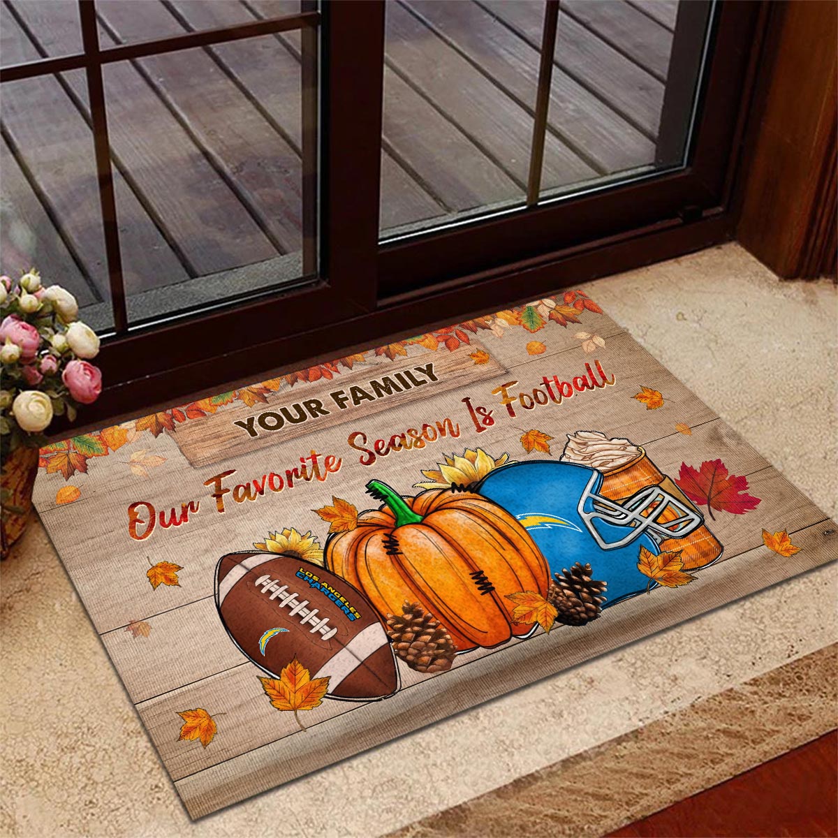 Sportswearmerch Los Angeles Chargers NFL Our Favorite Season is Football Doormat For Fan