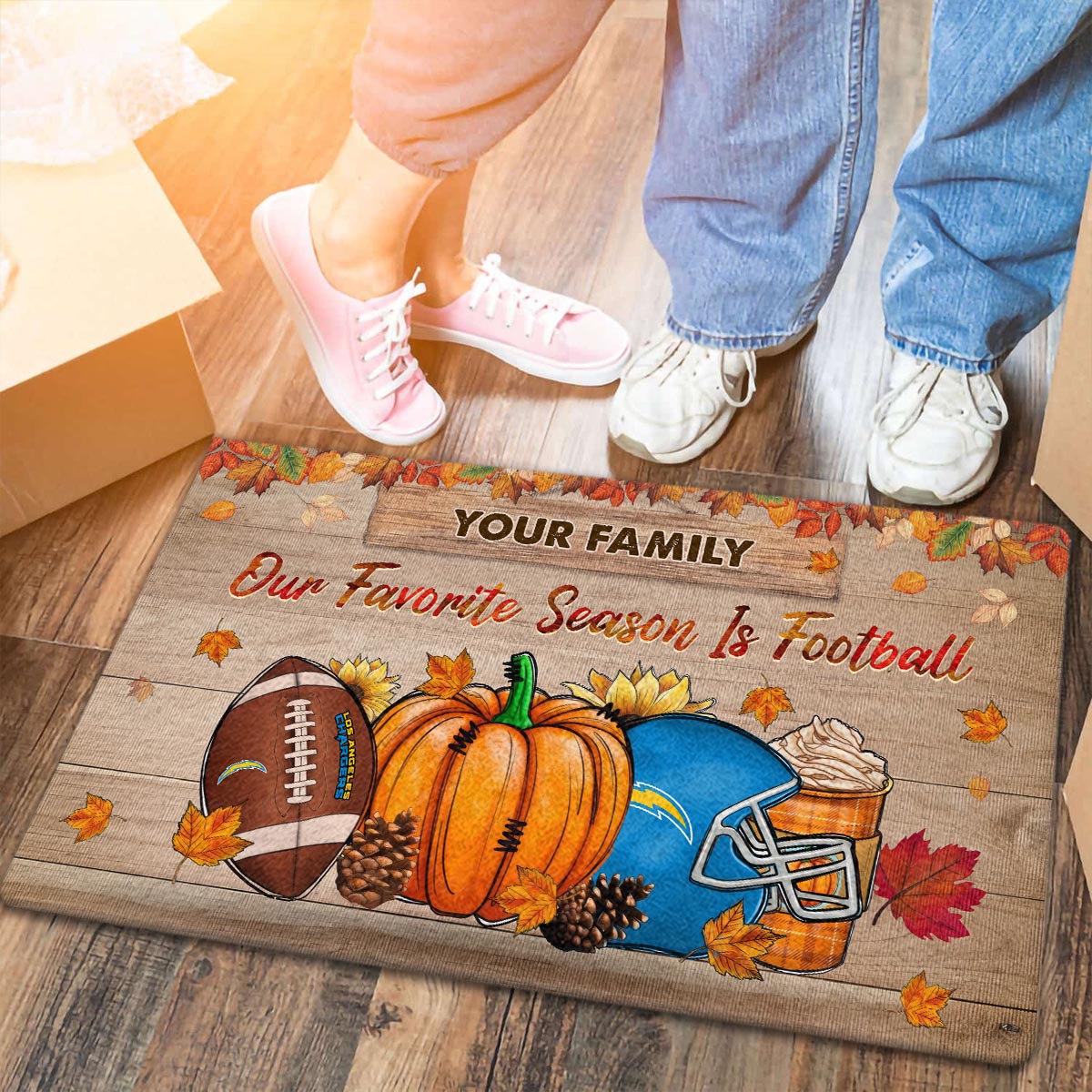 Sportswearmerch Los Angeles Chargers NFL Our Favorite Season is Football Doormat For Fan