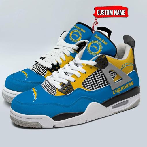 Sportswearmerch Los Angeles Chargers NFL Personalized Air Jordan 4 SnAJ4 Sneakers Shoes For Men And Women