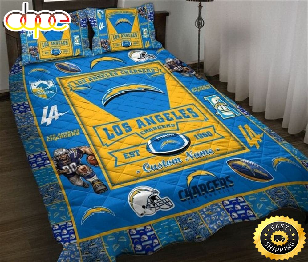 Sportswearmerch Los Angeles Chargers NFL Powder Blue Est 1960 Bedding Set For Fan