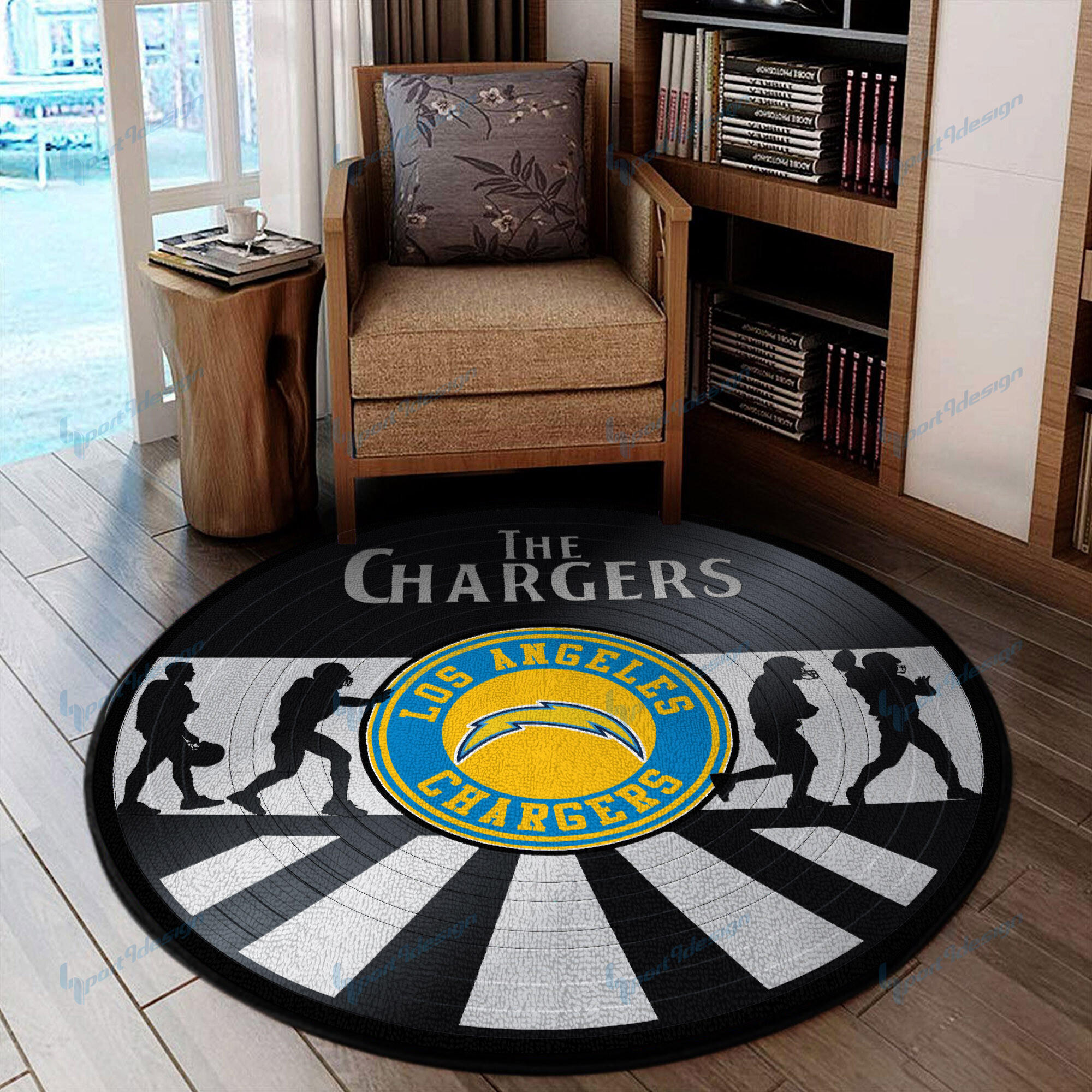 Sportswearmerch Los Angeles Chargers NFL Round Rug For Fan