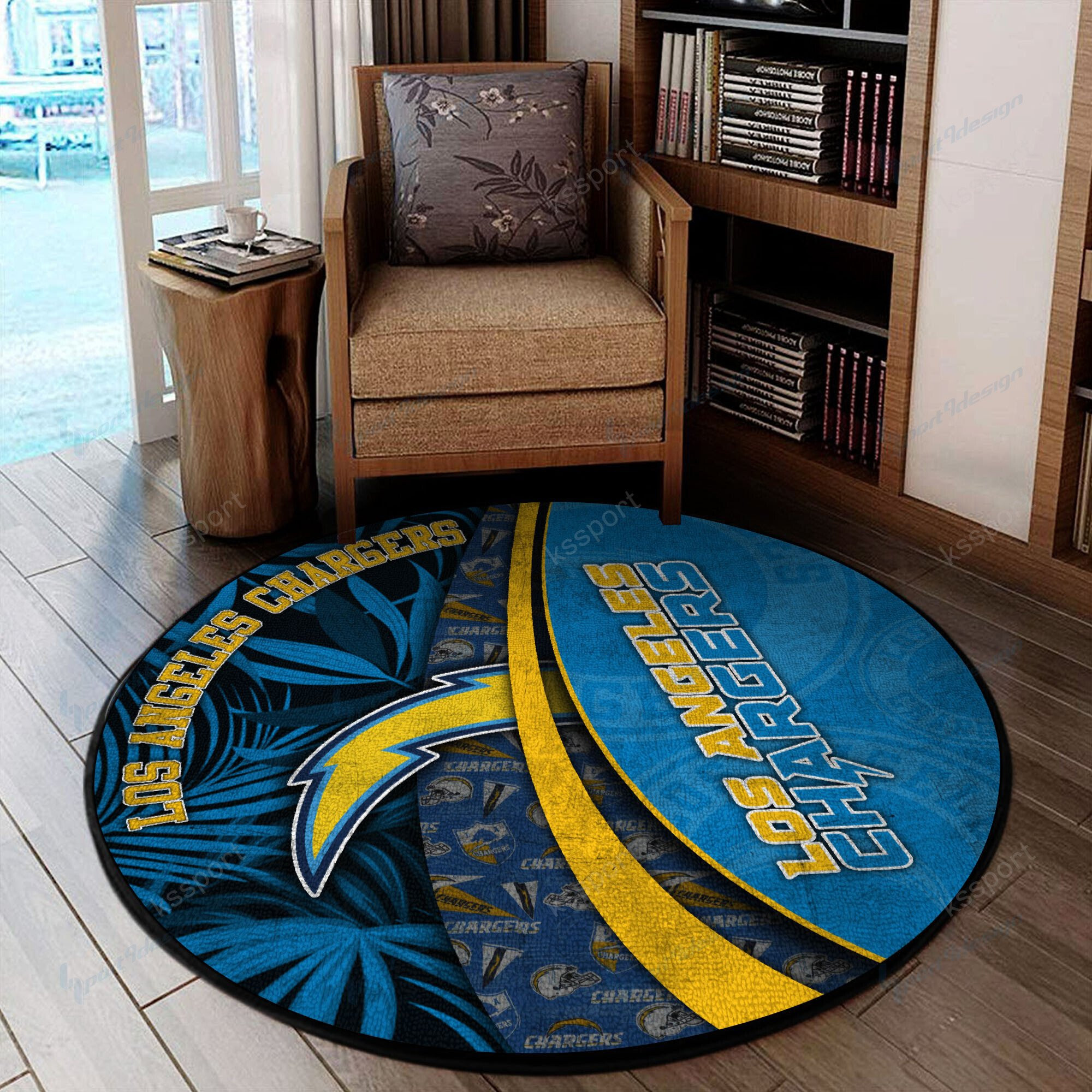 Sportswearmerch Los Angeles Chargers NFL Round Rug For Fan