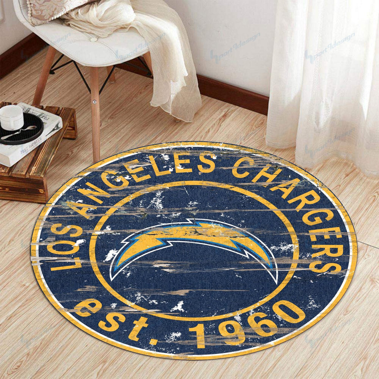 Sportswearmerch Los Angeles Chargers NFL Round Rug For Fan