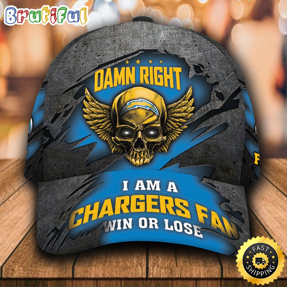 Sportswearmerch Los Angeles Chargers NFL Skull Wings Classic Cap For Fan
