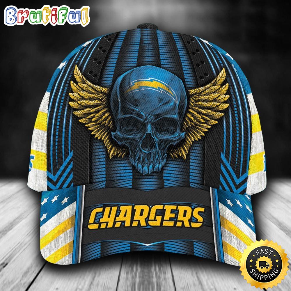 Sportswearmerch Los Angeles Chargers NFL Skull & Wings Classic Cap For Fan