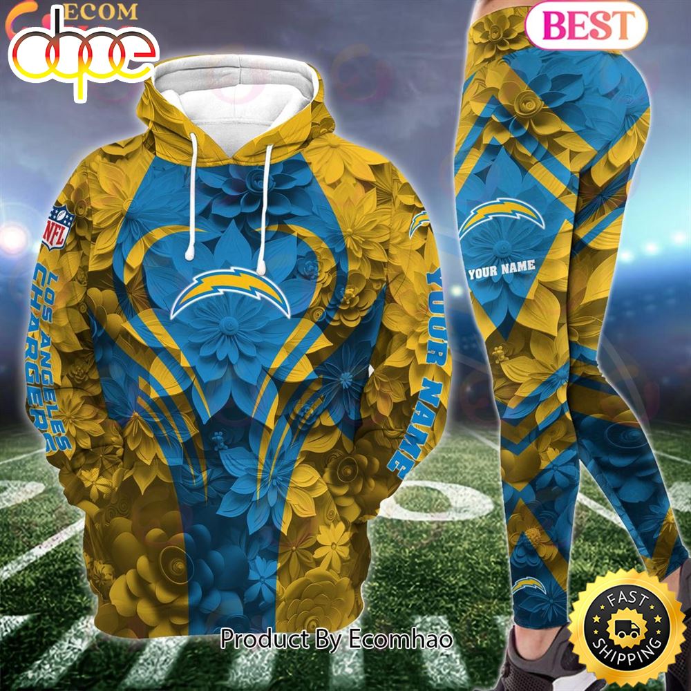Sportswearmerch Los Angeles Chargers NFL Special Flowers Design Hoodie And Leggings For Fan