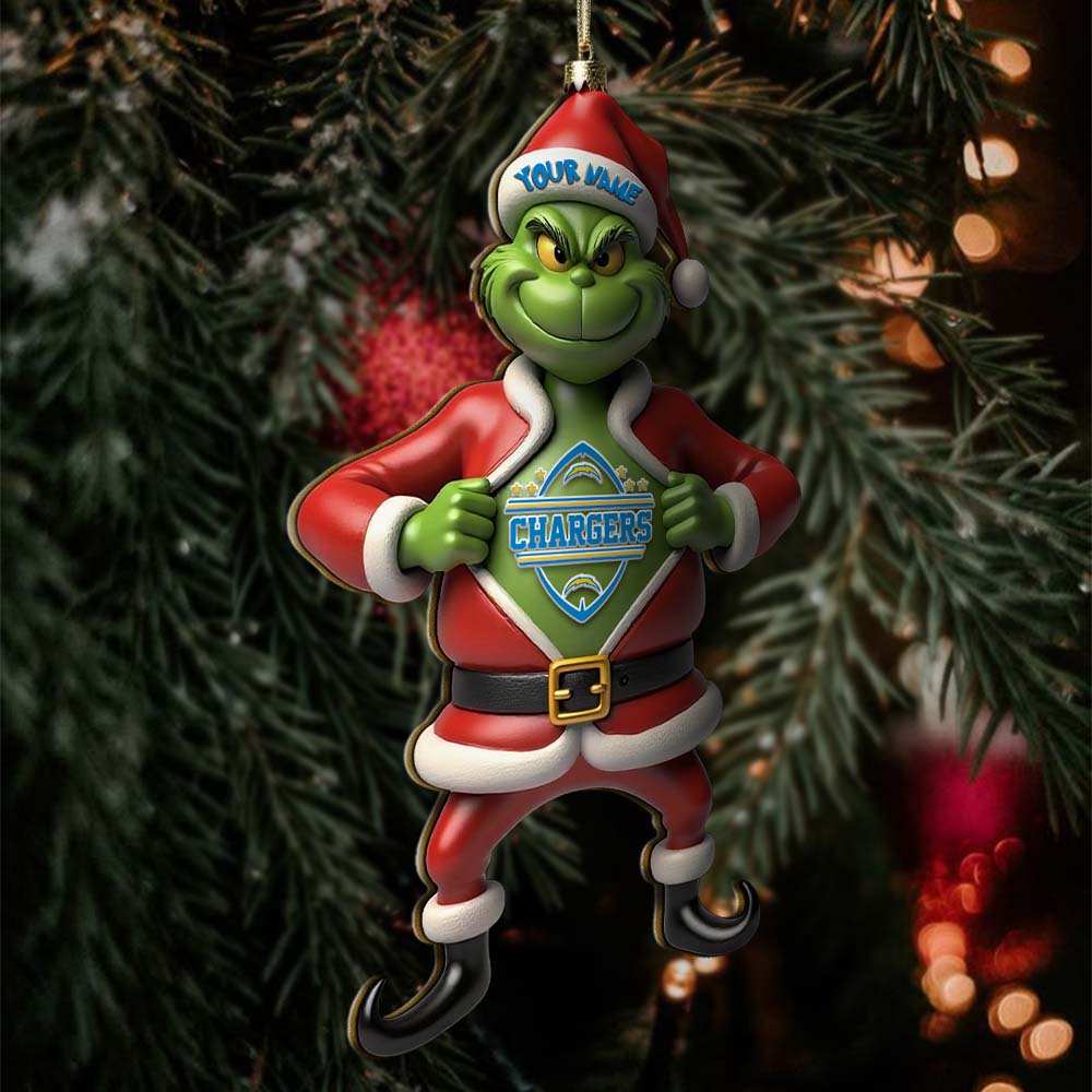 Sportswearmerch Los Angeles Chargers NFL The Grinch x Christmas Acrylic Ornament Gift For Fan