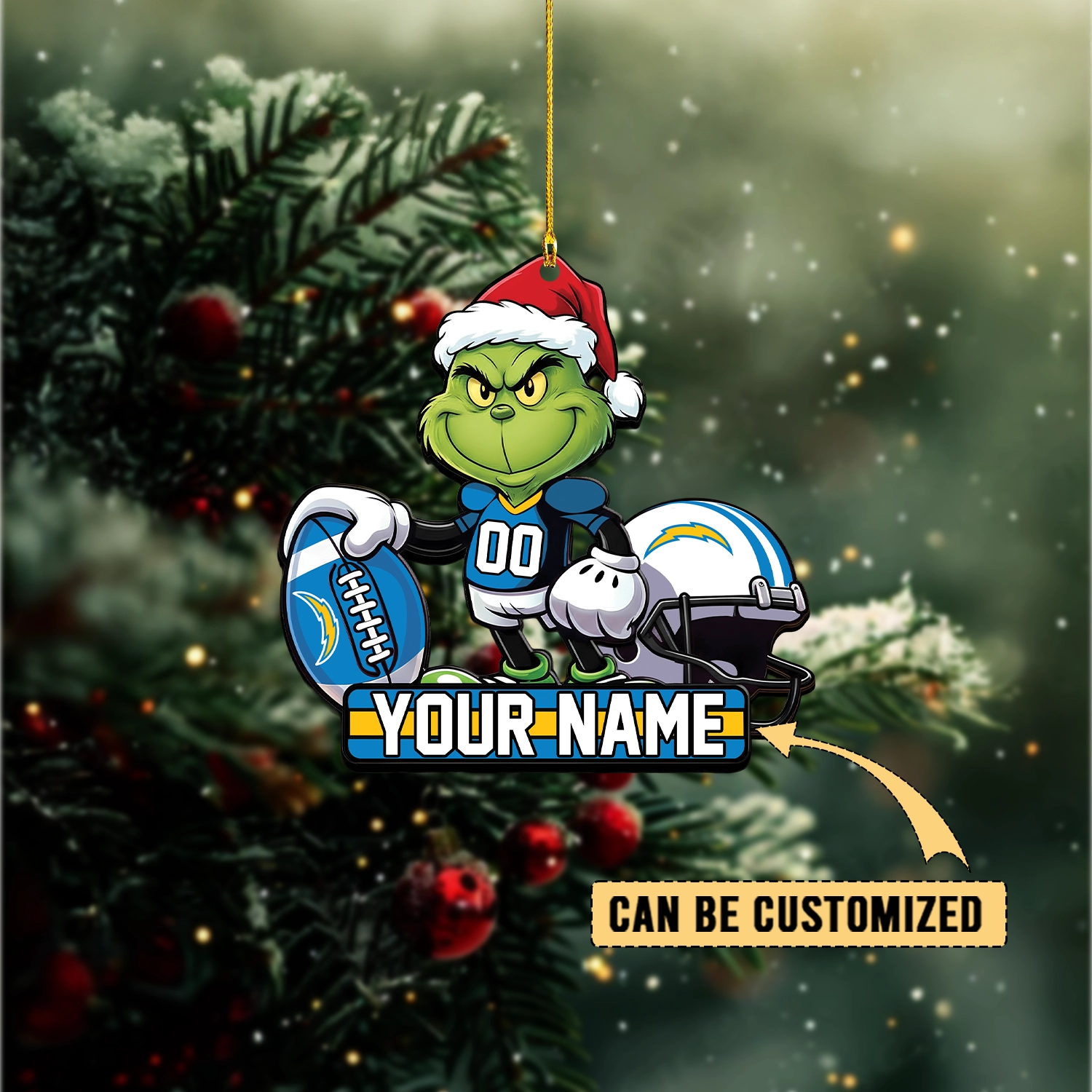 Sportswearmerch Los Angeles Chargers NFL The Grinch x Christmas Acrylic Ornament Gift For Fan